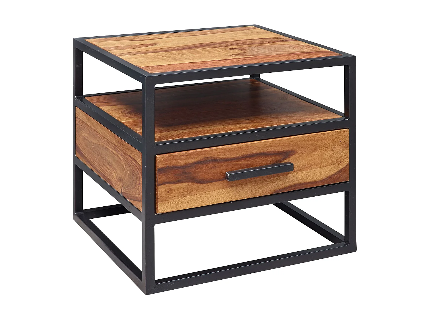 Nachtkonsole FB51418 Sheesham Holz Metall Industrial Nachttisch Design