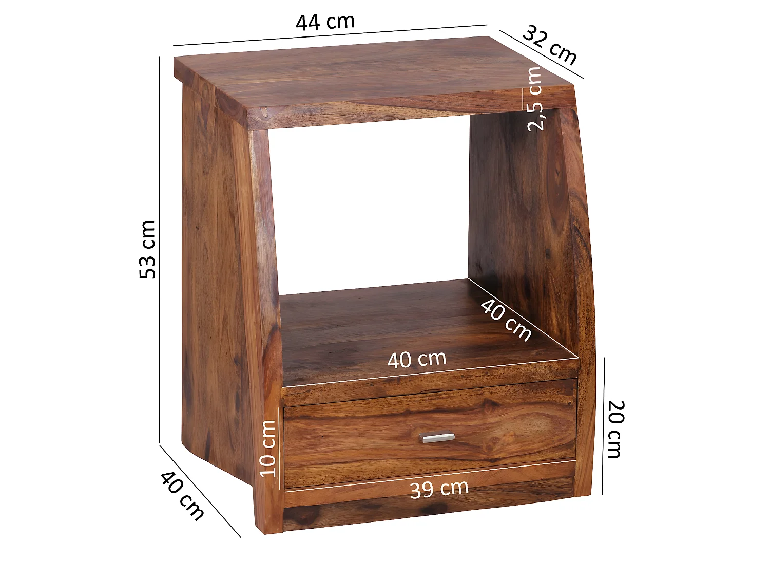 Sheesham Massivholz Nachtkonsole 1 Schub Nako Nachttisch Nachtkästchen