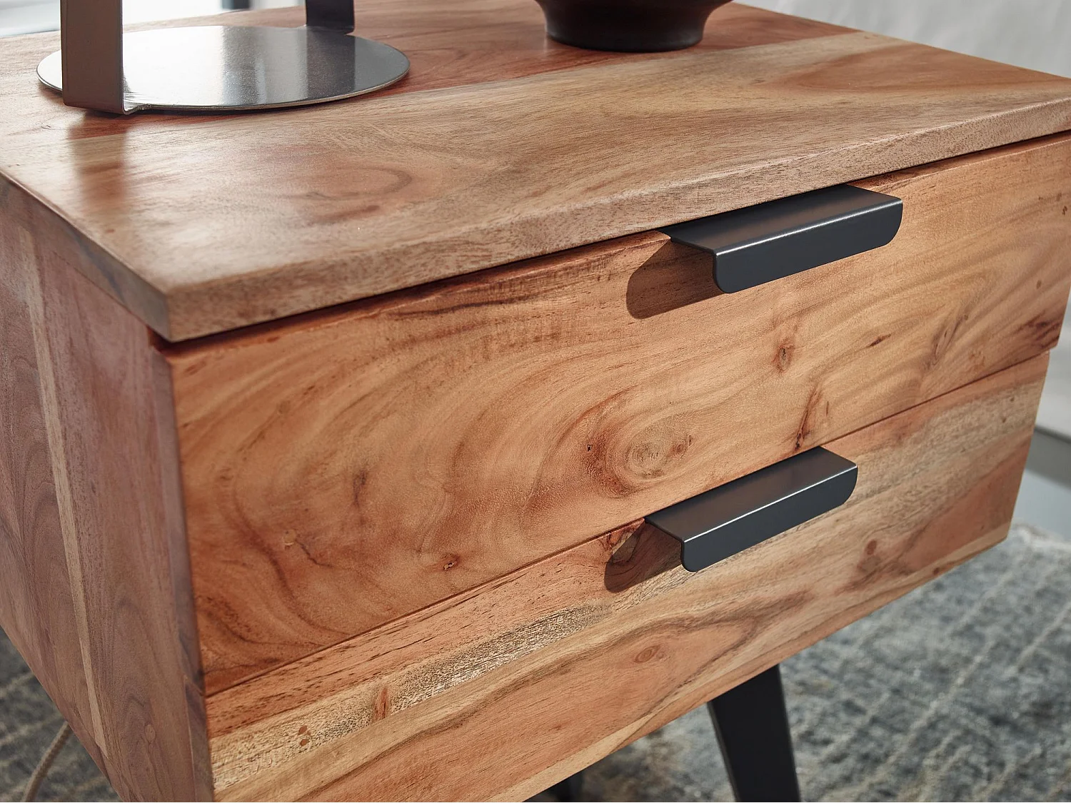 Nachtkonsole 47x65x35 cm Akazie Massivholz Nachttisch Boxspringbett