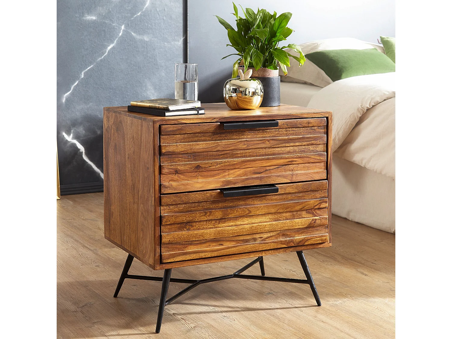 Nachtkonsole Beistelltisch Nachtkommode Nachttisch mit Schubladen