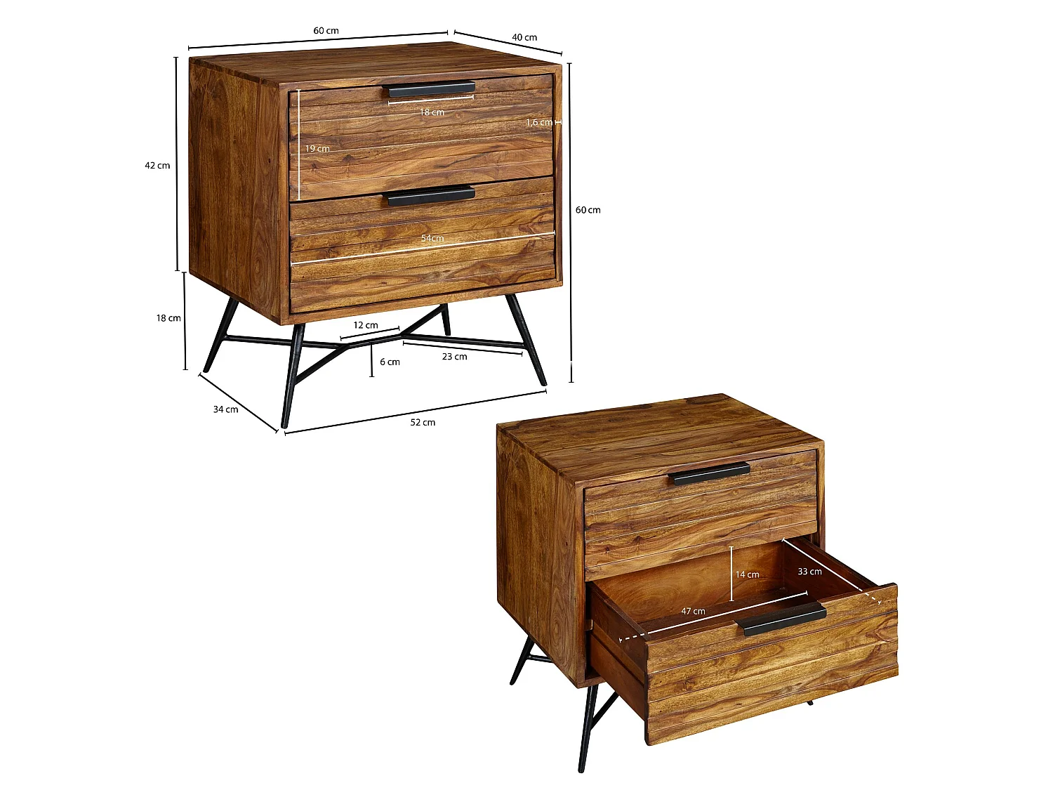 Nachtkonsole Beistelltisch Nachtkommode Nachttisch mit Schubladen