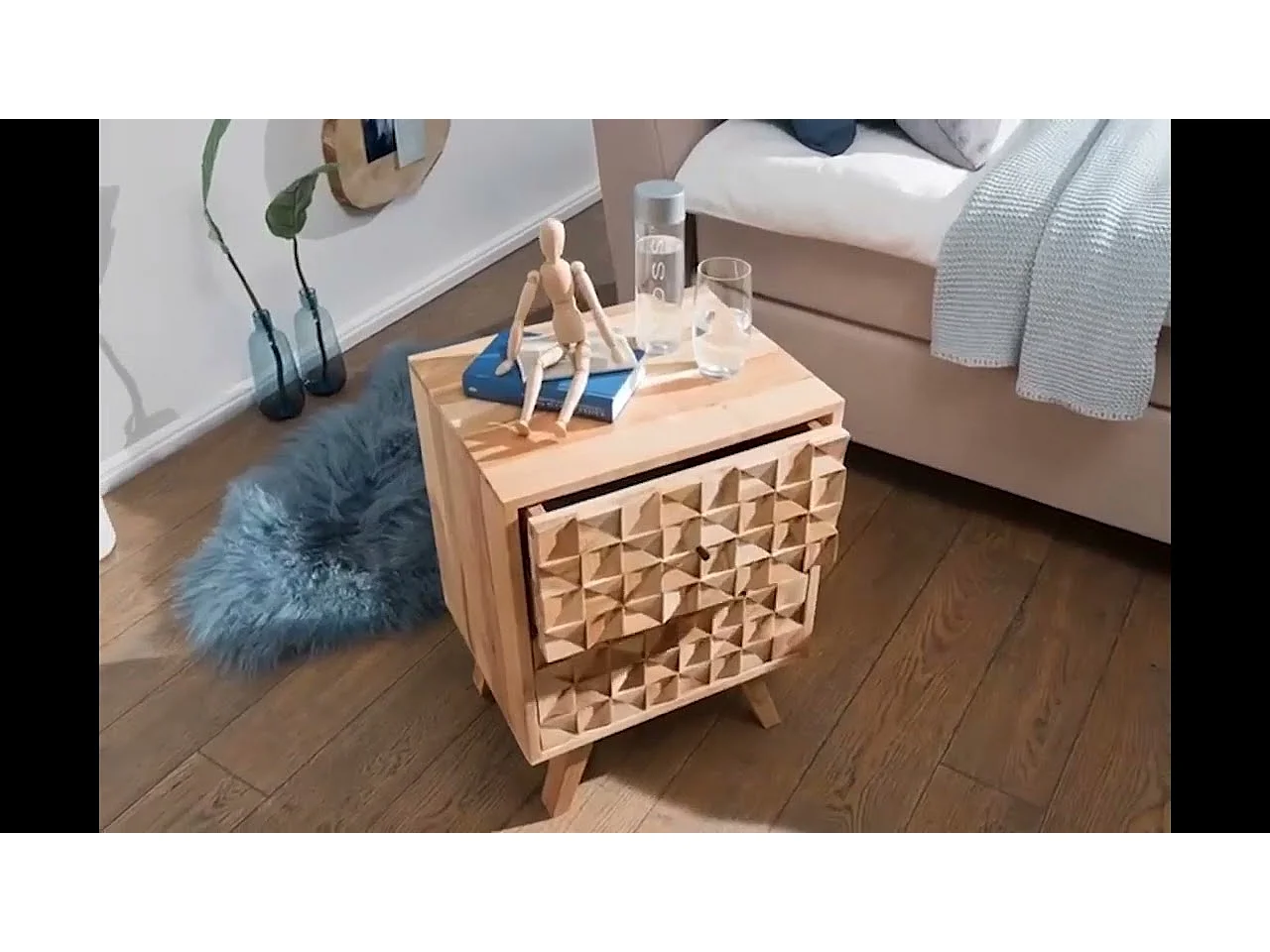 Table de chevet Bois Massif 44x61x35 cm Table de nuit Table d'appoint