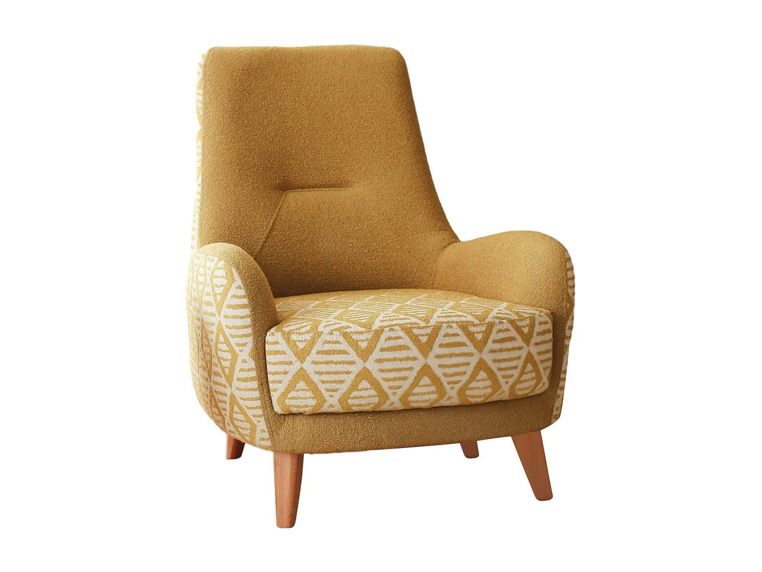 Sillón Altadena 536, Amarillo, 95x88x75cm, Tapiz, Patas: Madera