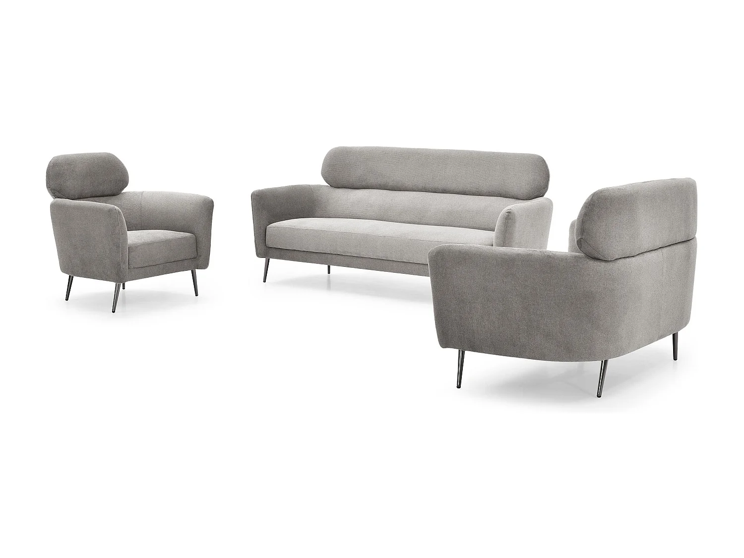 Fauteuil moderne avec haut dossier Damigal Tissu doux Gris