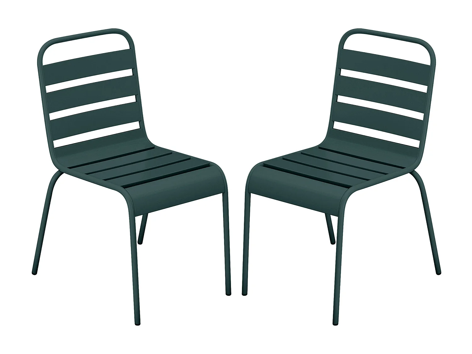 Lot de 2 chaises de jardin empilables en métal - Vert sapin - MIRMANDE de MYLIA