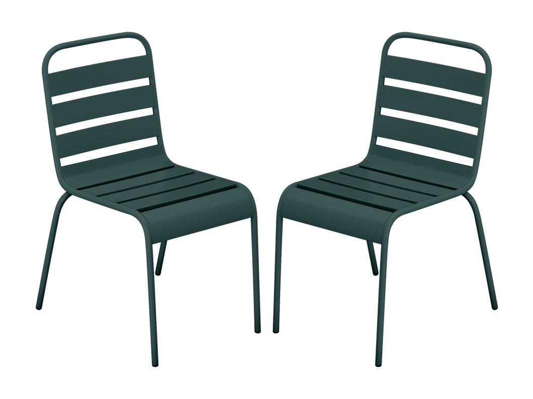 Gartenstuhl stapelbar 2er-Set - Metall - Tannengrün - MIRMANDE von MYLIA