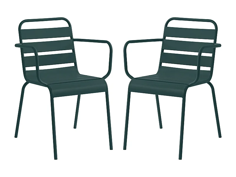Poltrona da giardino impilabile in Metallo Verde abete - Lotto di 2 - MIRMANDE di MYLIA