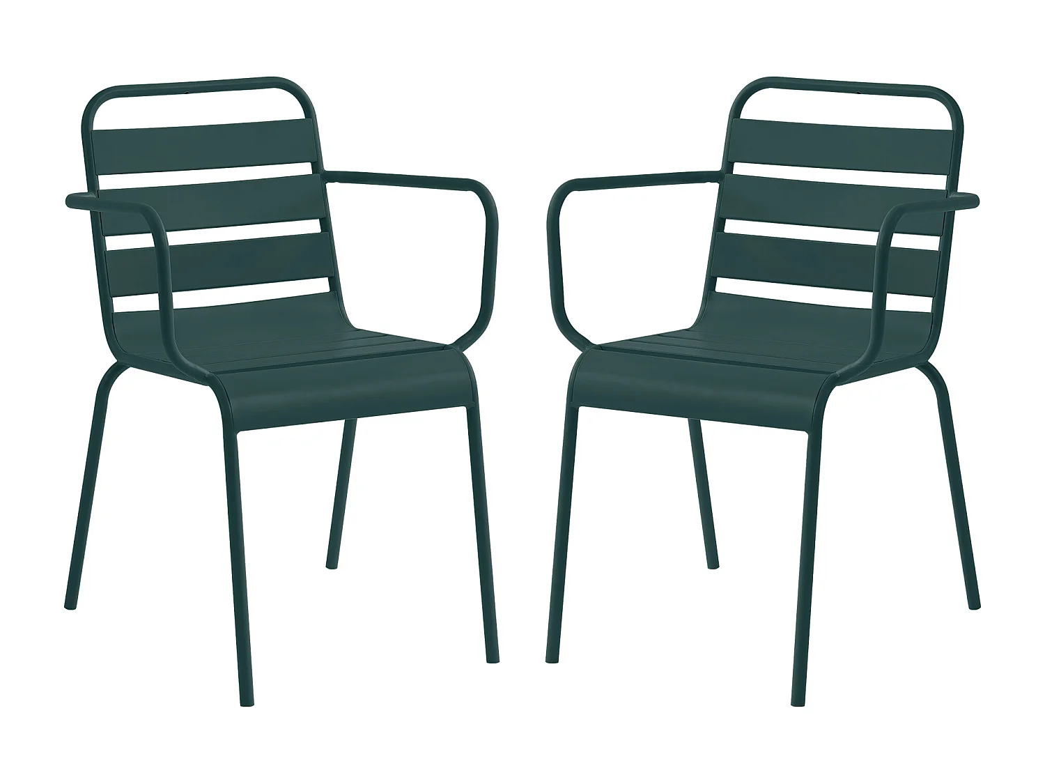 Poltrona da giardino impilabile in Metallo Verde abete - Lotto di 2 - MIRMANDE di MYLIA