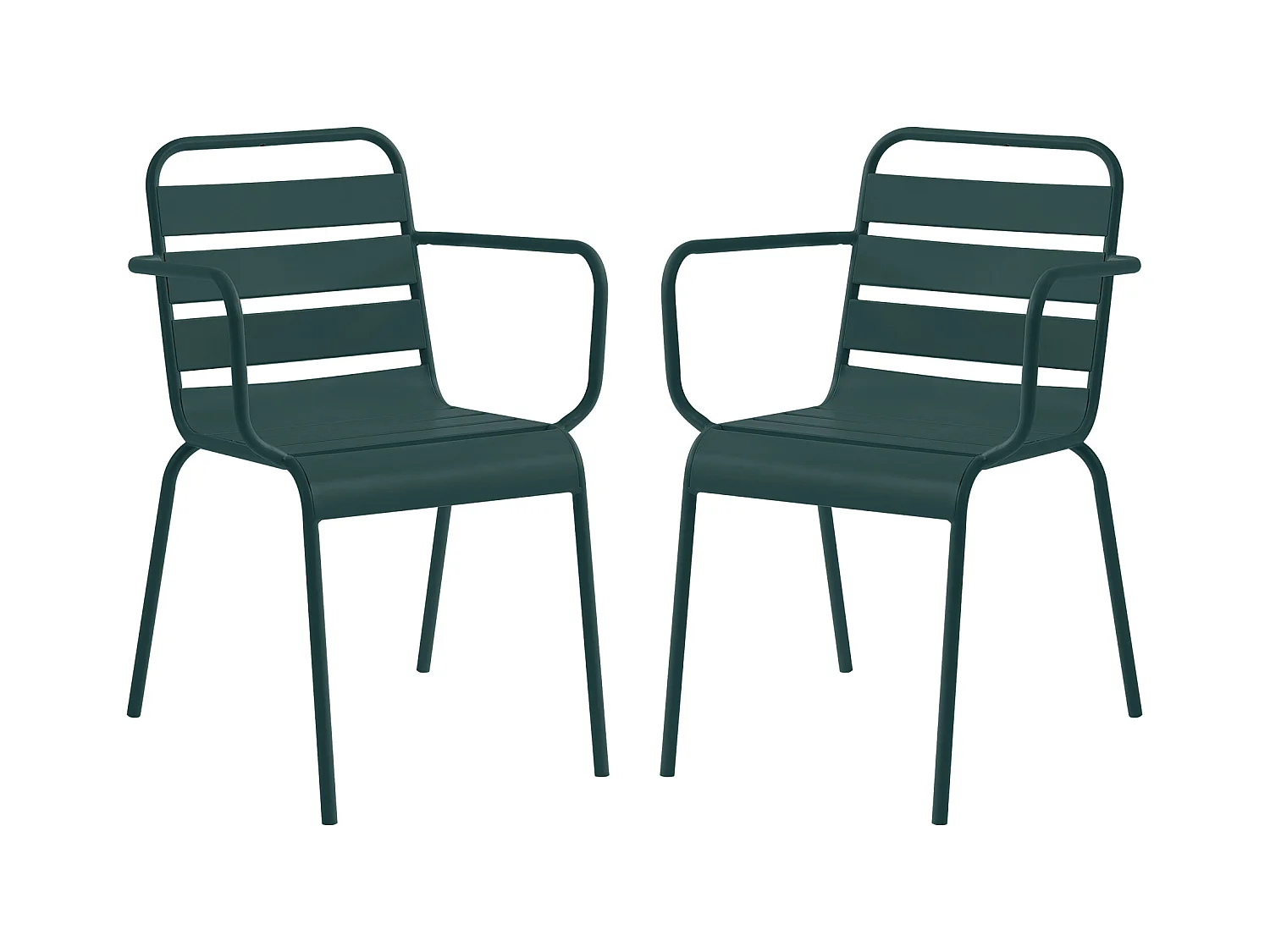Lot de 2 fauteuils de jardin empilables en métal - Vert sapin - MIRMANDE de MYLIA