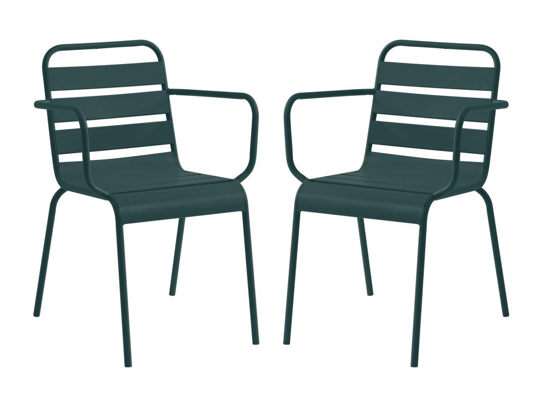 Lot de 2 fauteuils de jardin empilables en métal - Vert sapin - MIRMANDE de MYLIA