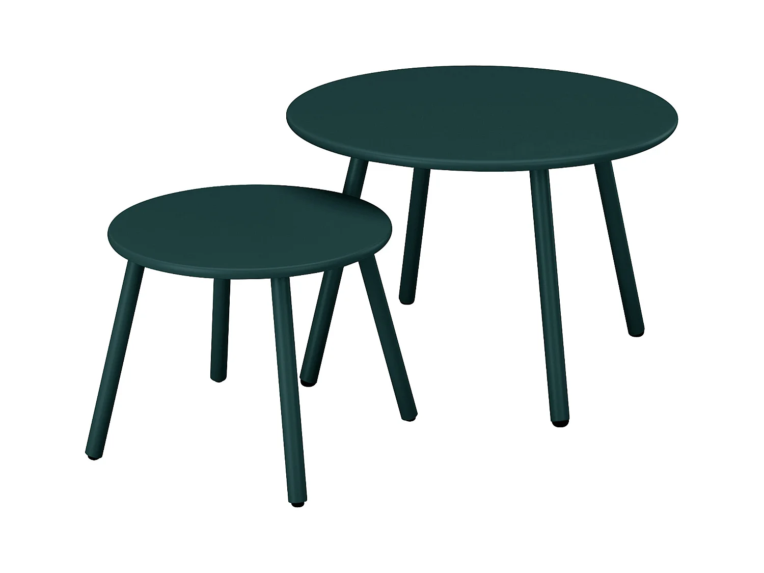 Hagemøbelsett i metall - 2 stablbare lave lenestoler og sidebord - Grangrønn - MIRMANDE fra MYLIA