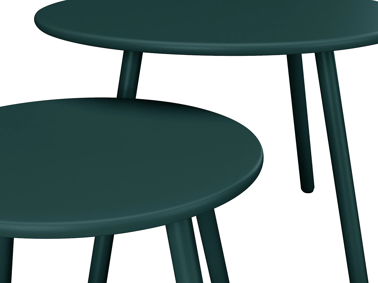 Hagemøbelsett i metall - 2 stablbare lave lenestoler og sidebord - Grangrønn - MIRMANDE fra MYLIA