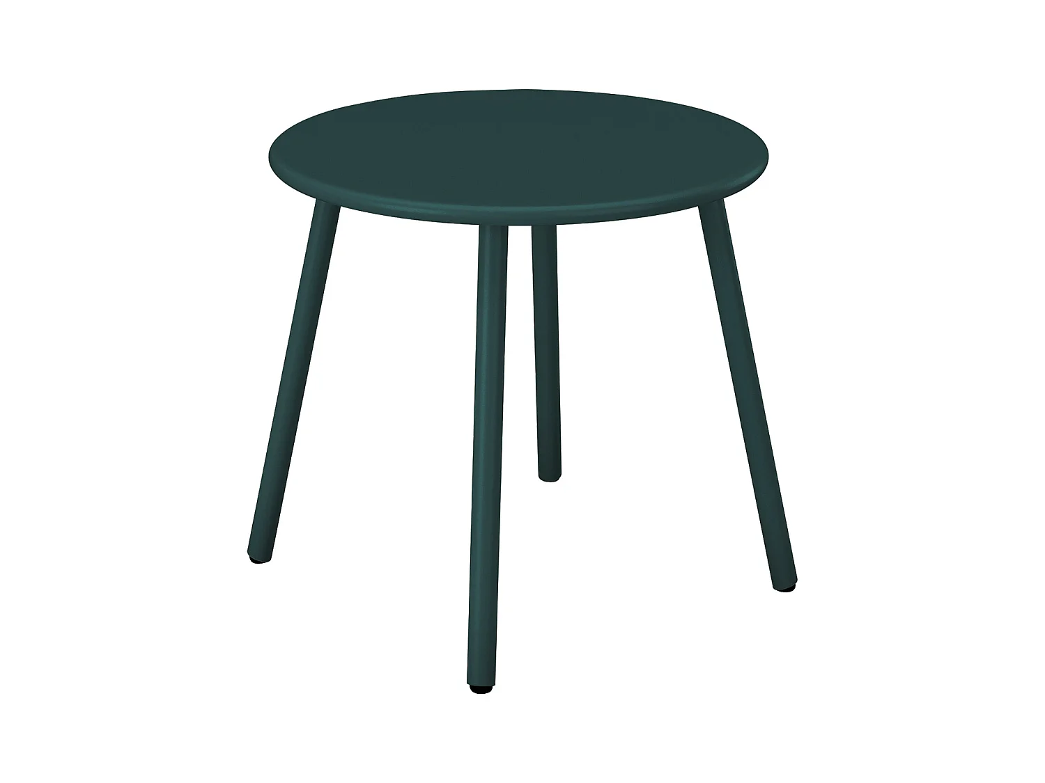 Metallträdgårdsmöbler - 2 stapelbara fåtöljer och ett runt sidobord - Mörkgrön - MIRMANDE från MYLIA