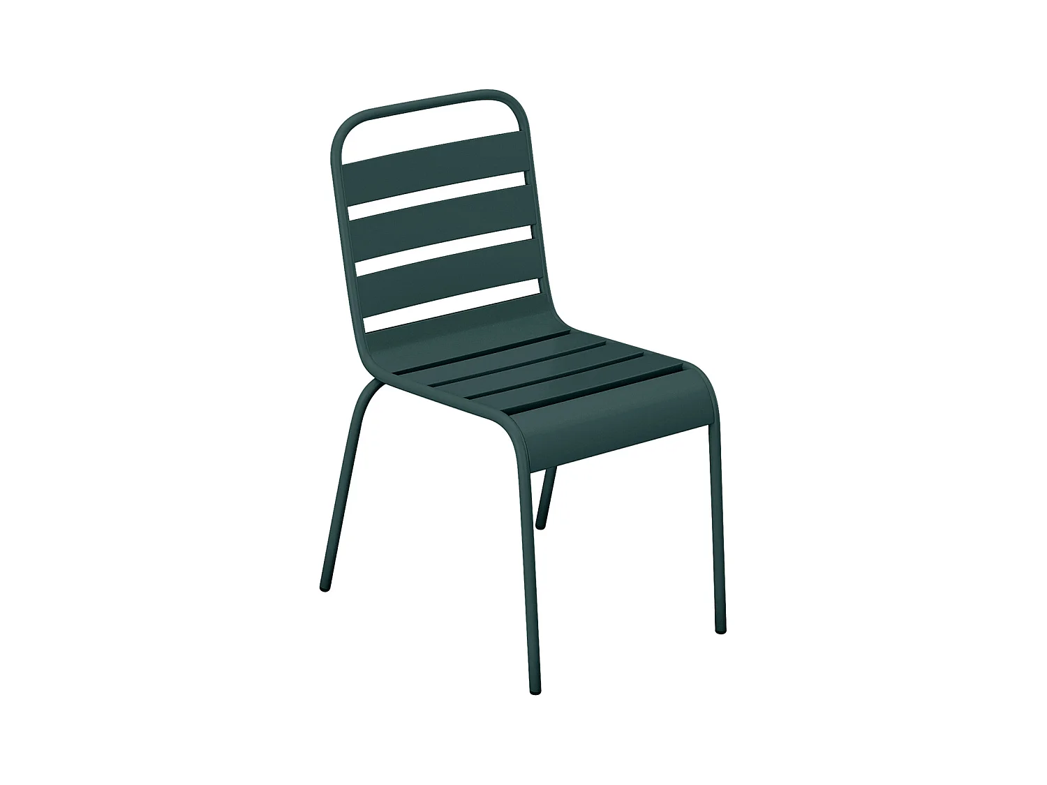 Garten-Essgruppe: Tisch L. 160 cm + 4 stapelbare Stühle - Metall - Tannengrün - MIRMANDE von MYLIA