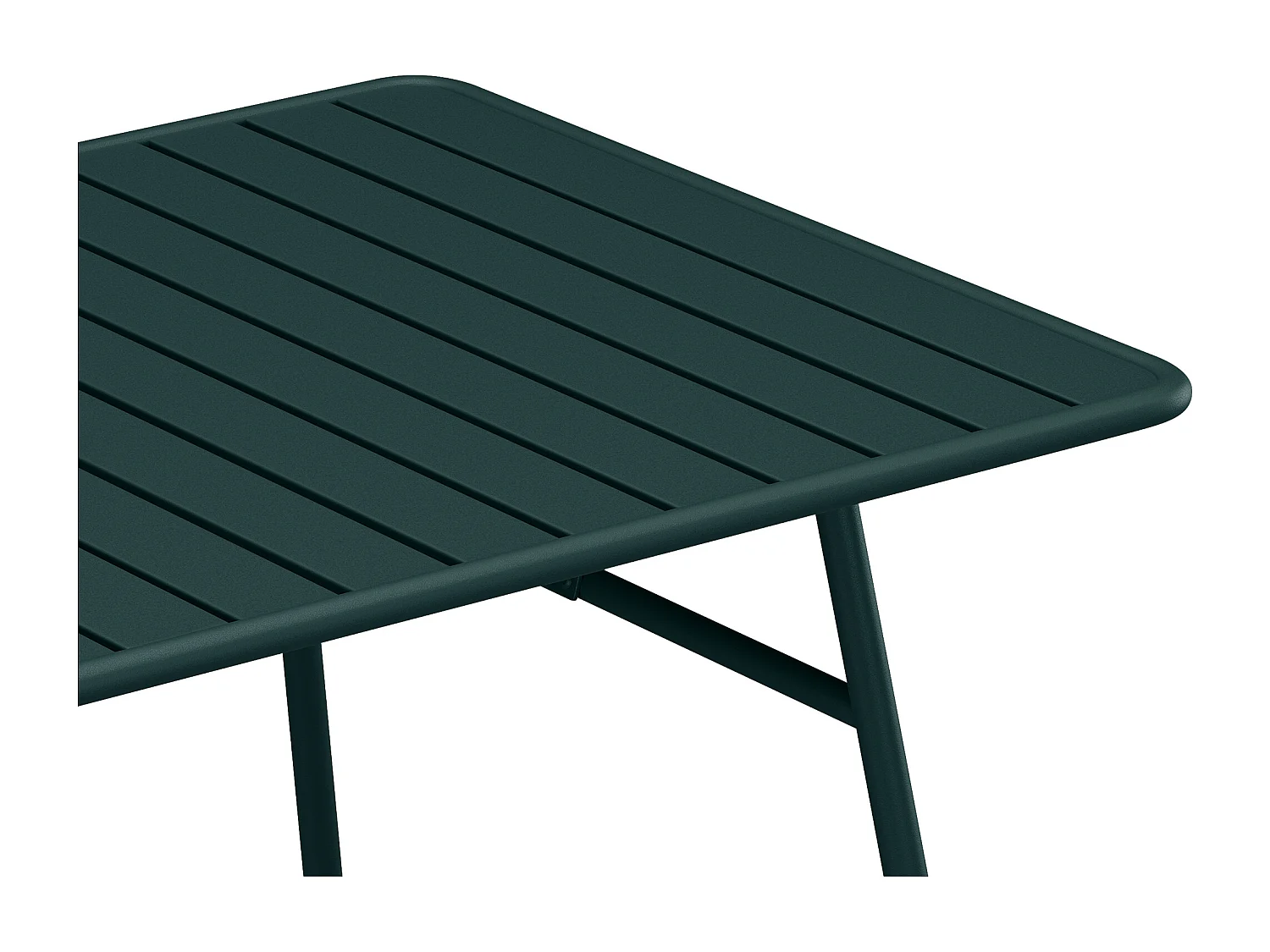Salle à manger de jardin en métal - une table L.160 cm et 4 chaises empilables - Vert sapin - MIRMANDE de MYLIA