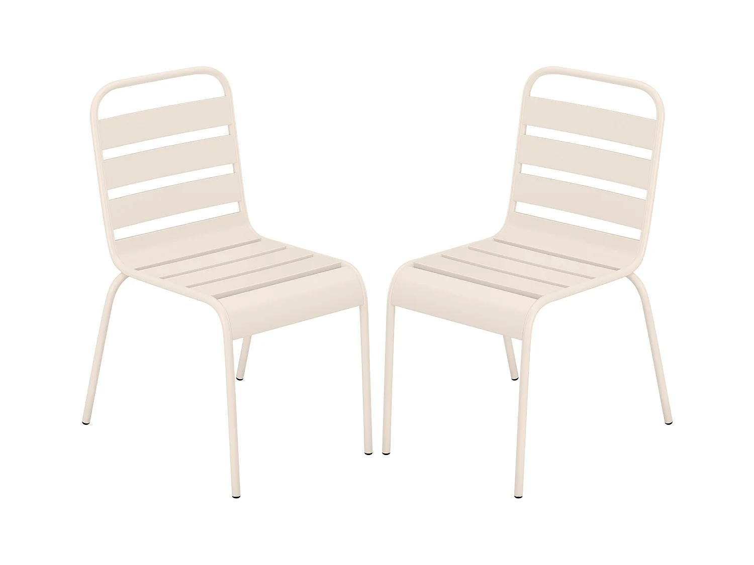 Lot de 2 chaises de jardin empilables en métal - Beige - MIRMANDE de MYLIA