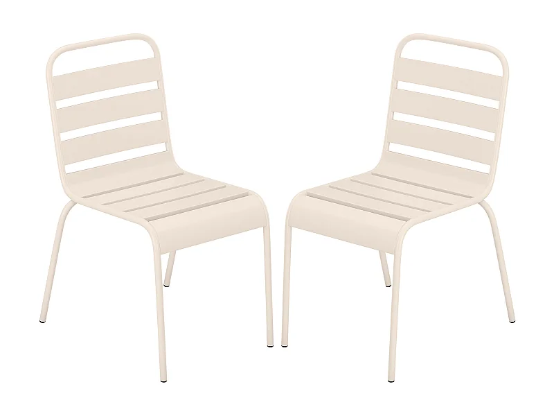 Lot de 2 chaises de jardin empilables en métal - Beige - MIRMANDE de MYLIA