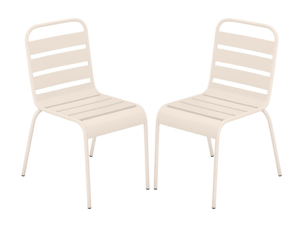 Lot de 2 chaises de jardin empilables en métal - Beige - MIRMANDE de MYLIA