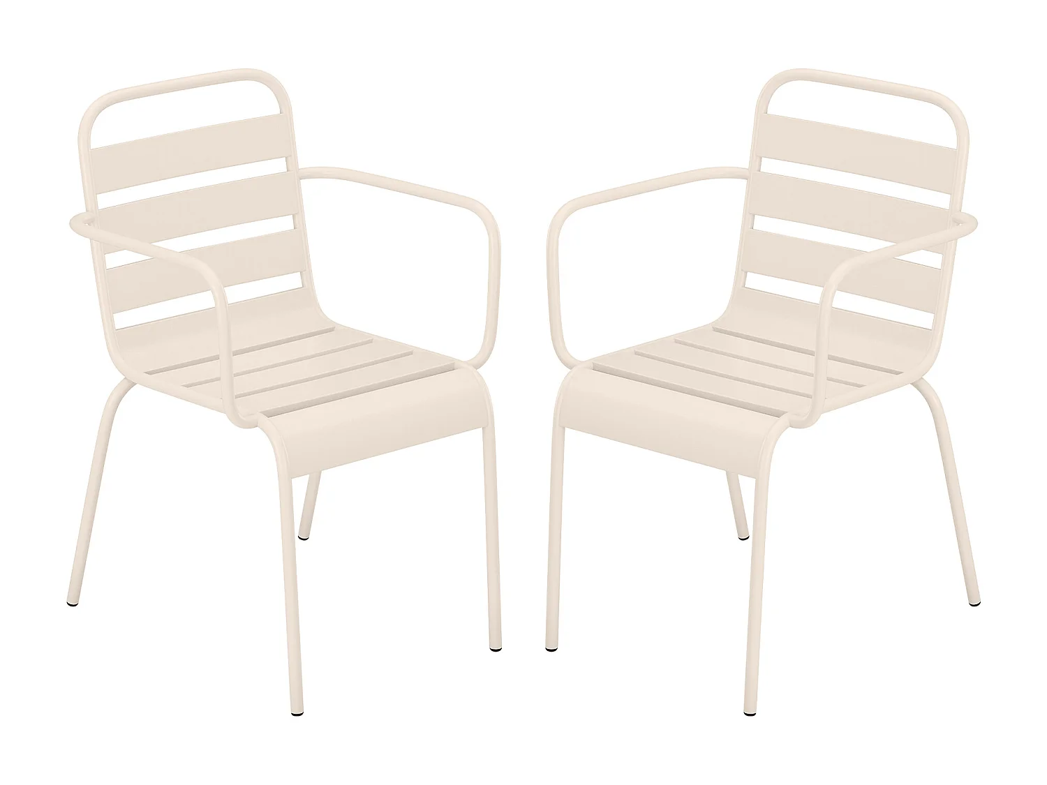 Conjunto de 2 cadeirões de jardim empilháveis metal bege - MIRMANDE de MYLIA