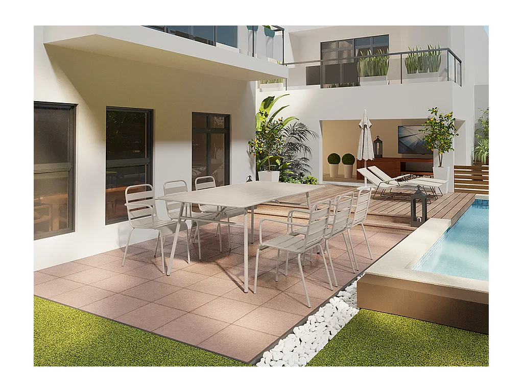 Lote de 2 sillas de jardín apilables de metal - Beige - MIRMANDE de MYLIA