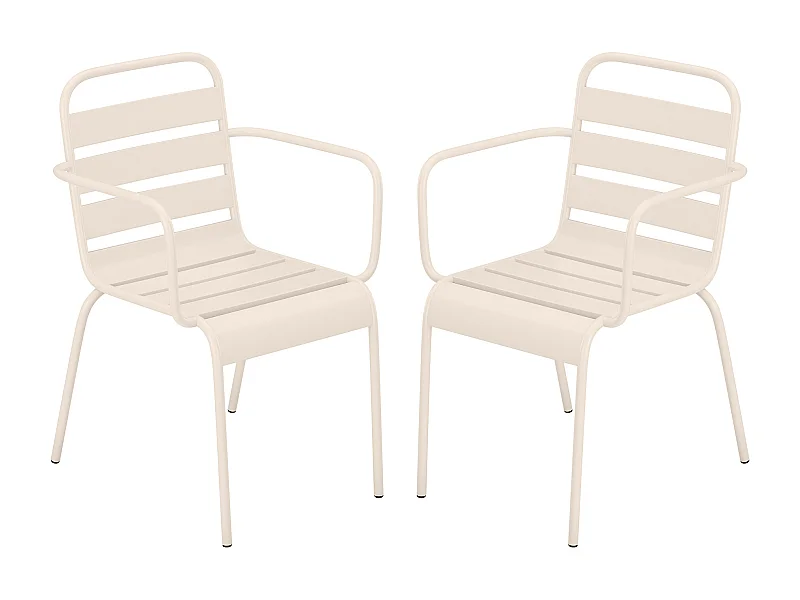 Conjunto de 2 cadeirões de jardim empilháveis metal bege - MIRMANDE de MYLIA