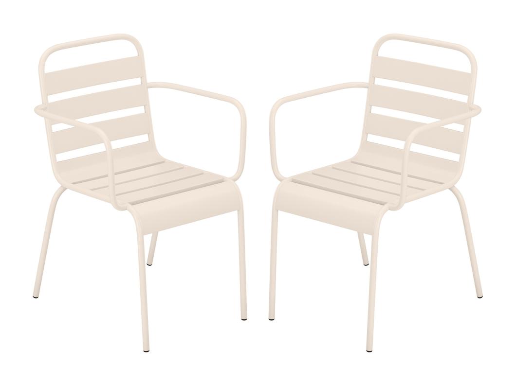 Lot de 2 fauteuils de jardin empilables en métal - Beige - MIRMANDE de MYLIA