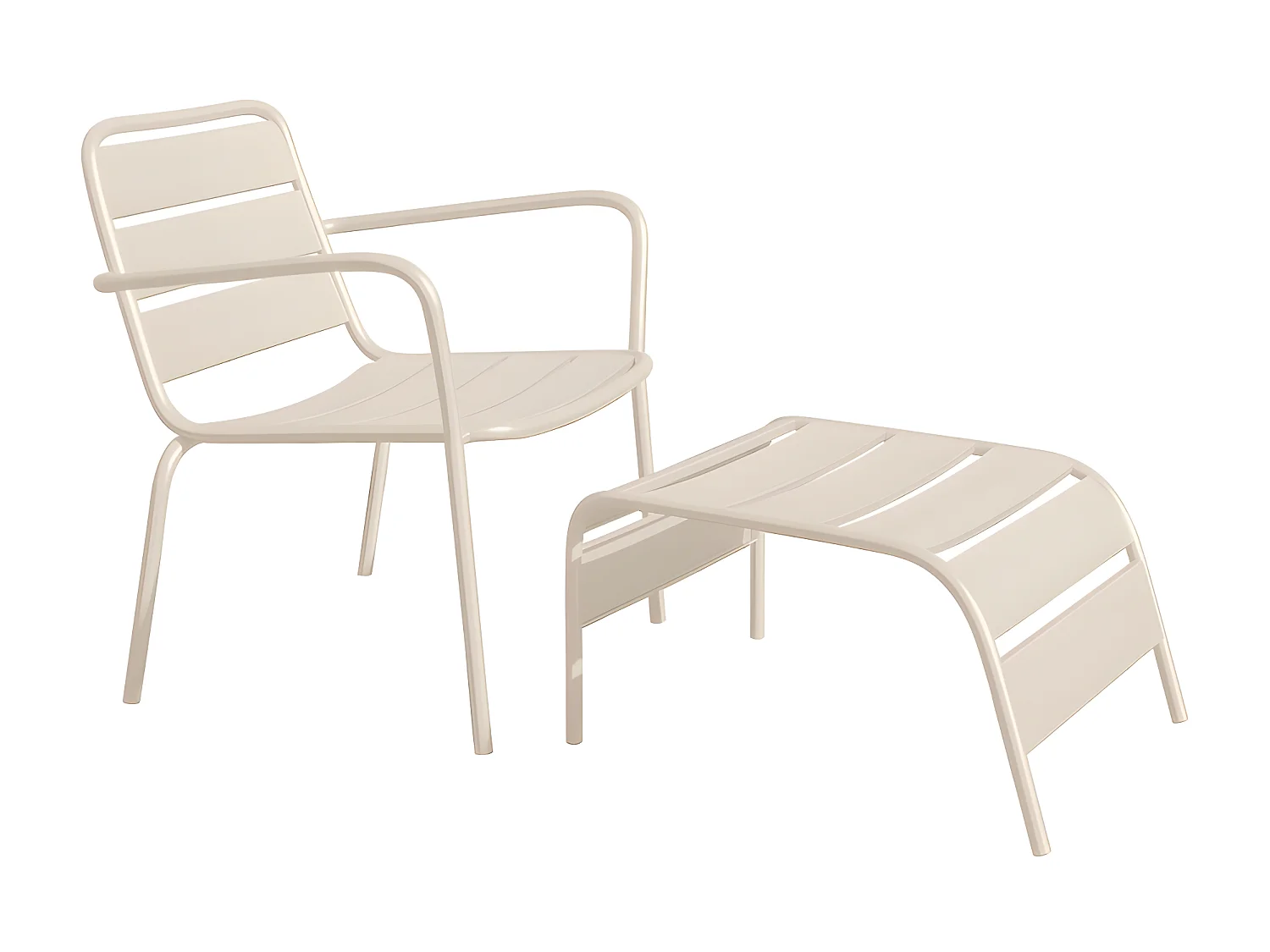 Stabelbar lav hagestol + fotskammel i metall - Beige - MIRMANDE fra MYLIA