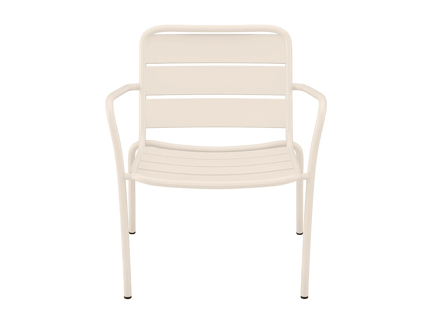 Salon de jardin en métal - 2 fauteuils bas empilables et tables gigognes - Beige - MIRMANDE de MYLIA