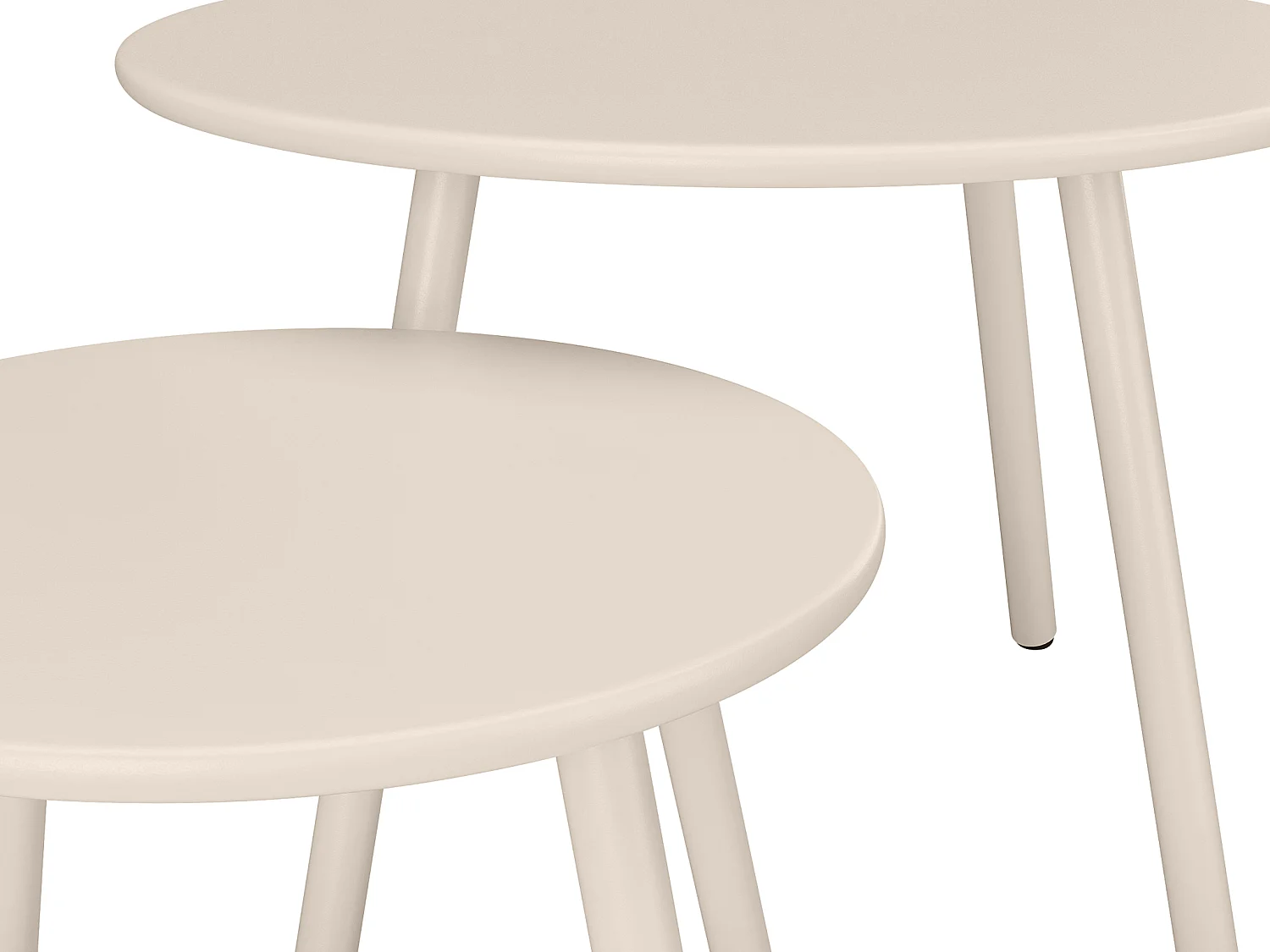 Salon de jardin en métal - 2 fauteuils bas empilables et tables gigognes - Beige - MIRMANDE de MYLIA