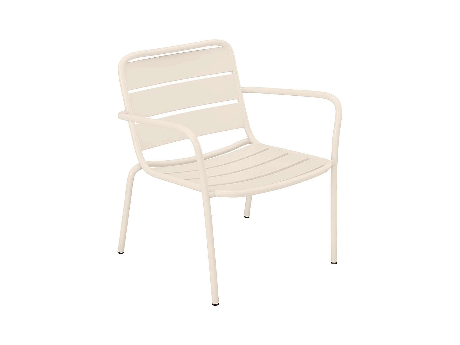 Garten-Sitzgruppe: 2 niedrige, stapelbare Sessel + Beistelltische - Metall - Beige - MIRMANDE von MYLIA