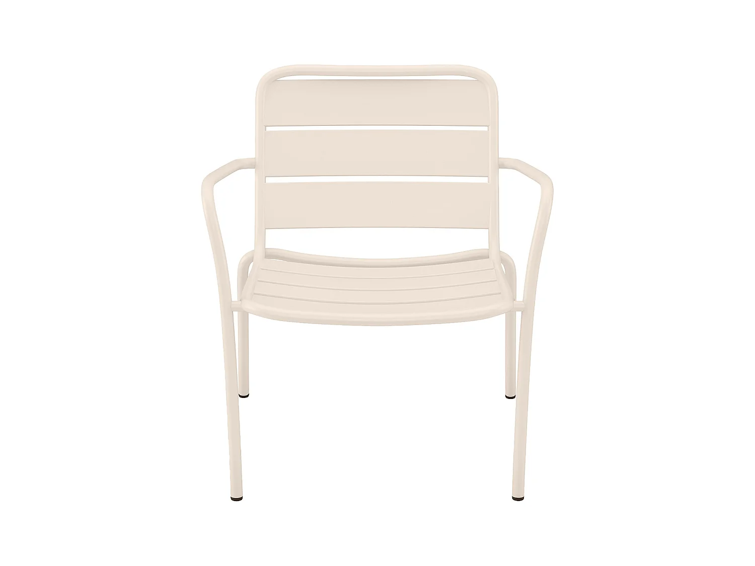 Garten-Sitzgruppe: 2 niedrige, stapelbare Sessel + Beistelltische - Metall - Beige - MIRMANDE von MYLIA