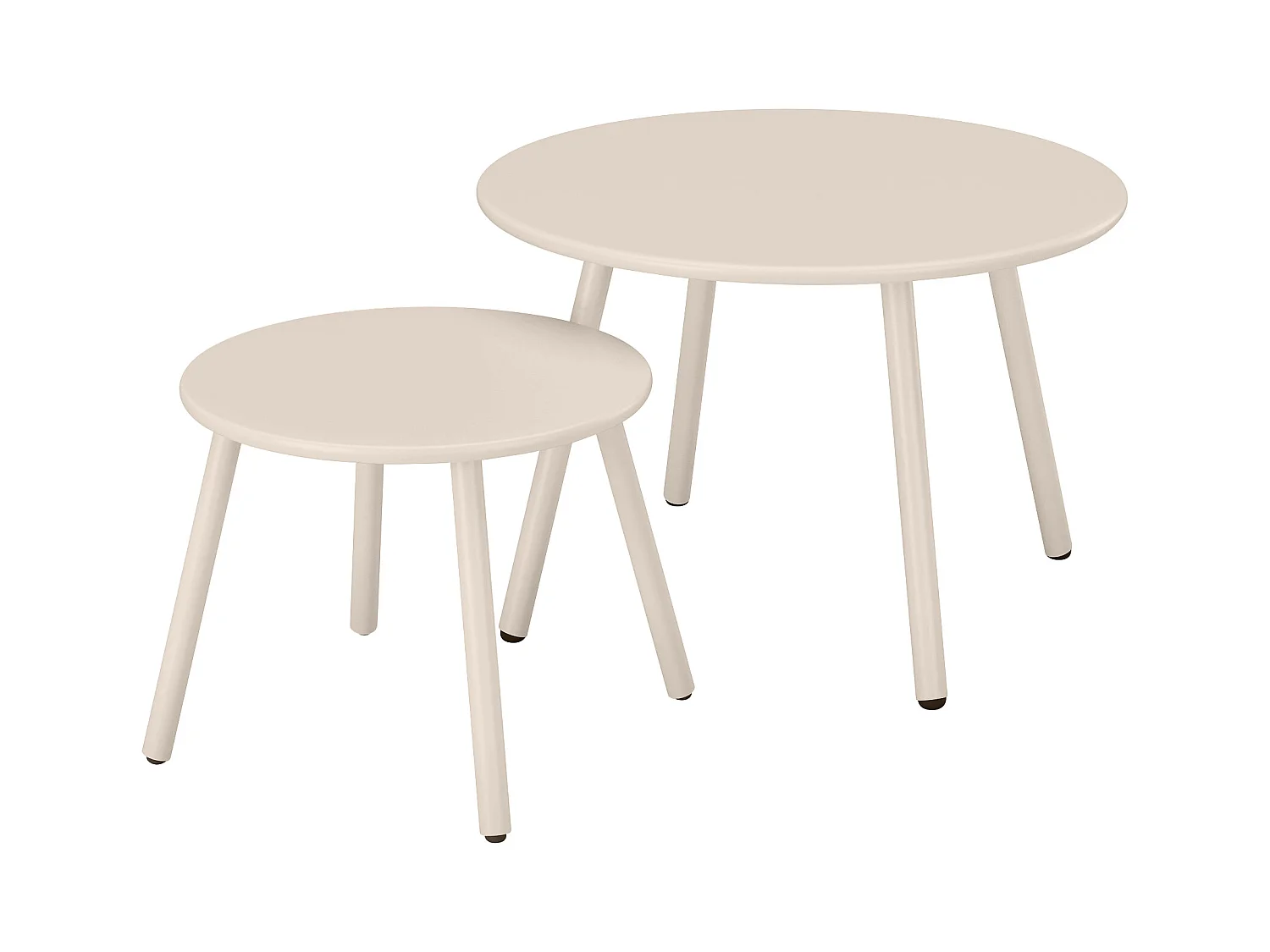 Garten-Sitzgruppe: 2 niedrige, stapelbare Sessel + Beistelltische - Metall - Beige - MIRMANDE von MYLIA