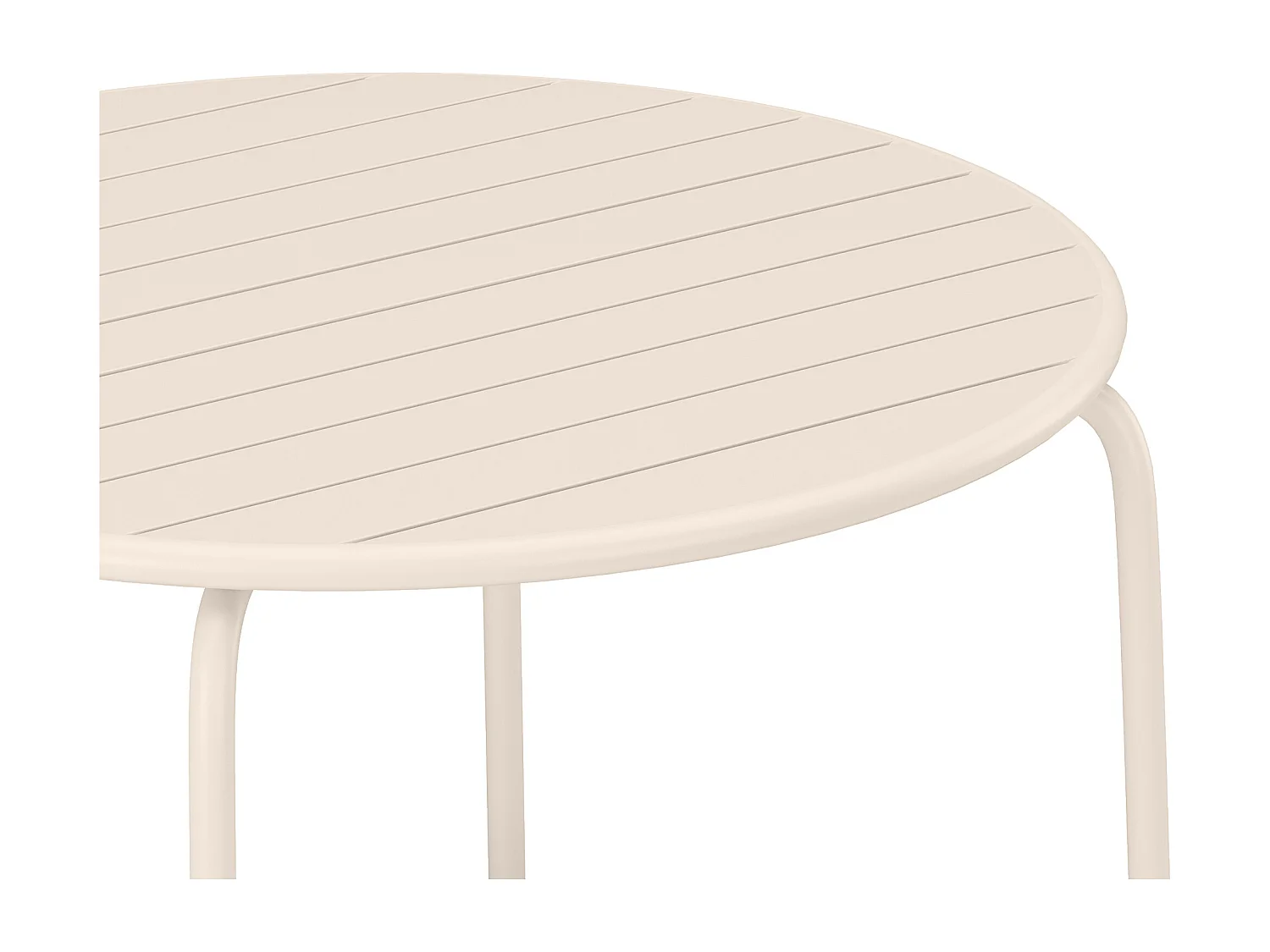 Salle à manger de jardin en métal - une table D.110 cm et 4 fauteuils empilables - Beige - MIRMANDE de MYLIA