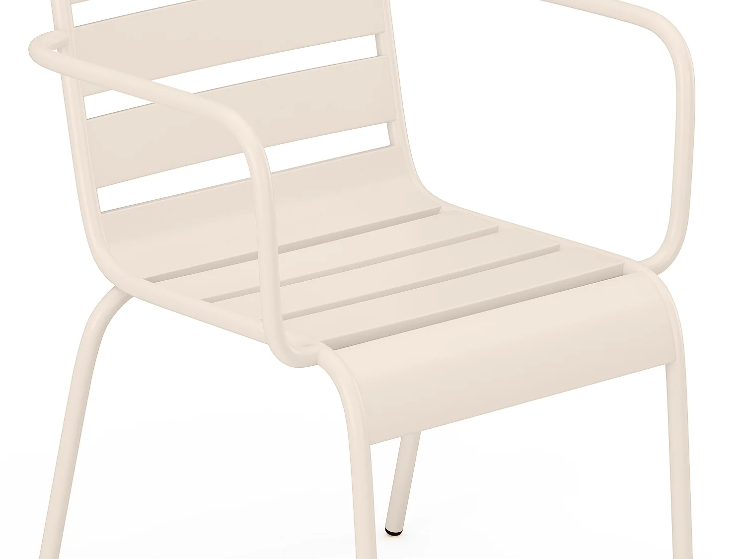 Salle à manger de jardin en métal - une table D.110 cm et 4 fauteuils empilables - Beige - MIRMANDE de MYLIA