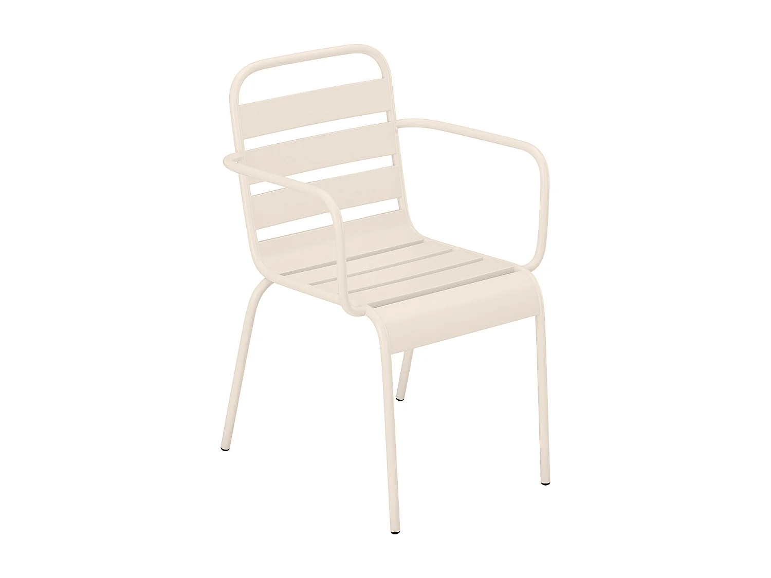 Garten-Essgruppe: Tisch L. 160 cm + 2 stapelbare Sessel + 4 stapelbare Stühle - Metall - Beige - MIRMANDE von MYLIA