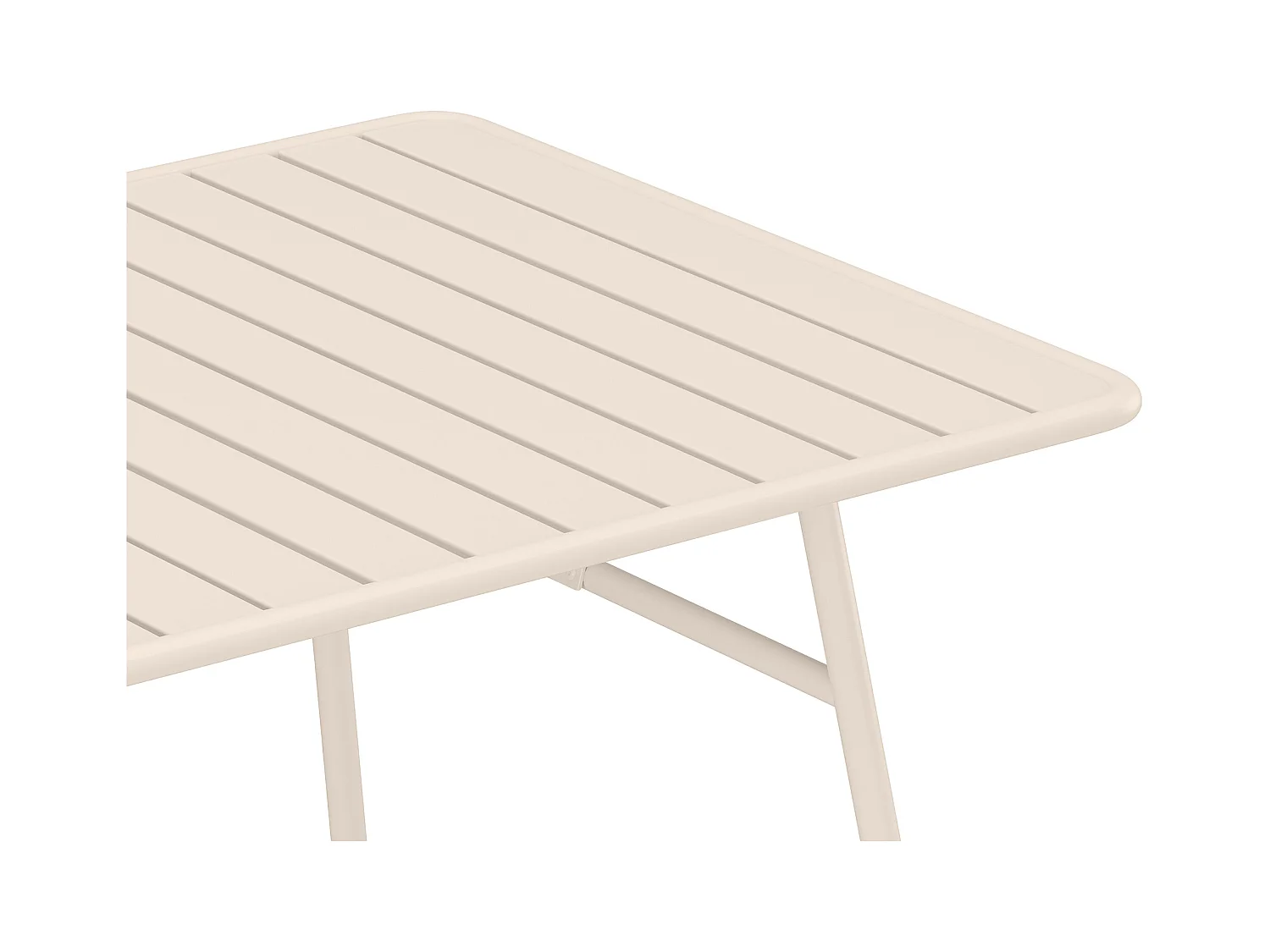 Garten-Essgruppe: Tisch L. 160 cm + 2 stapelbare Sessel + 4 stapelbare Stühle - Metall - Beige - MIRMANDE von MYLIA