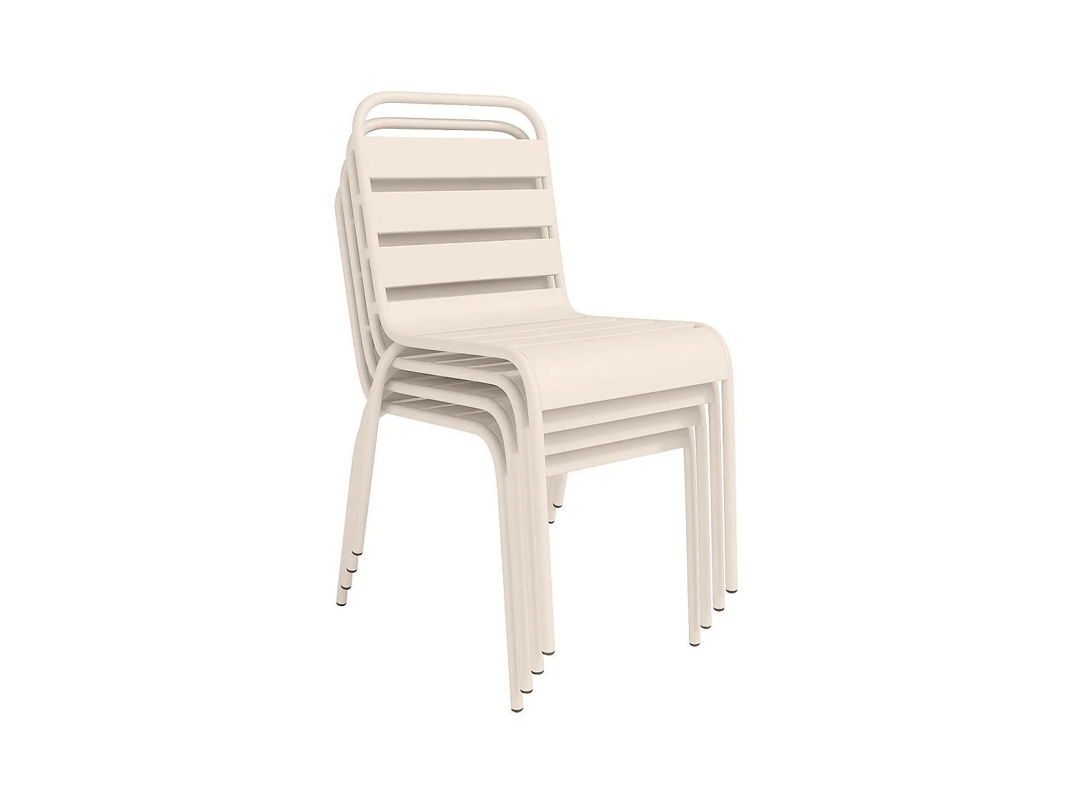 Salle à manger de jardin en métal - une table L.160 cm avec 2 fauteuils empilables et 4 chaises empilables - Beige - MIRMANDE de MYLIA