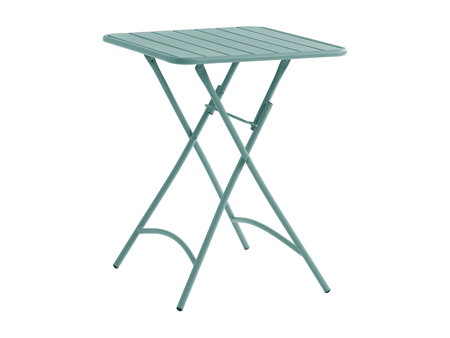 Conjunto de jantar de jardim dobrável metal, uma mesa C.60 cm e 2 cadeiras dobráveis verde amêndoa - MIRMANDE de MYLIA