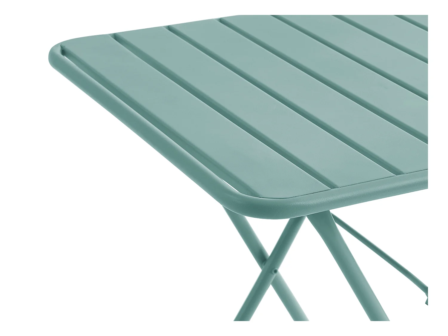 Sammenleggbart metall hagemøblement - ett bord 60 cm og 2 sammenleggbare stoler - Mandelgrønn - MIRMANDE fra MYLIA