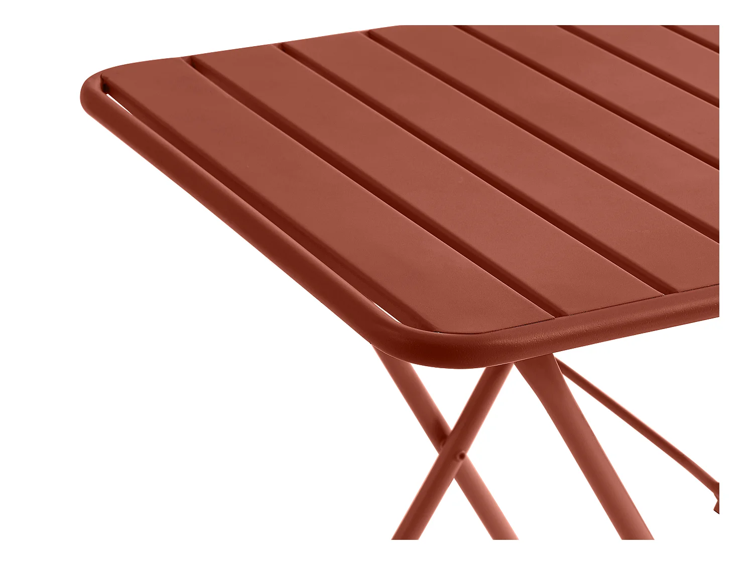 Sammenleggbart metallhage spisestuemøblement - et bord L.60 cm og 2 sammenleggbare stoler - Terracotta - MIRMANDE fra MYLIA