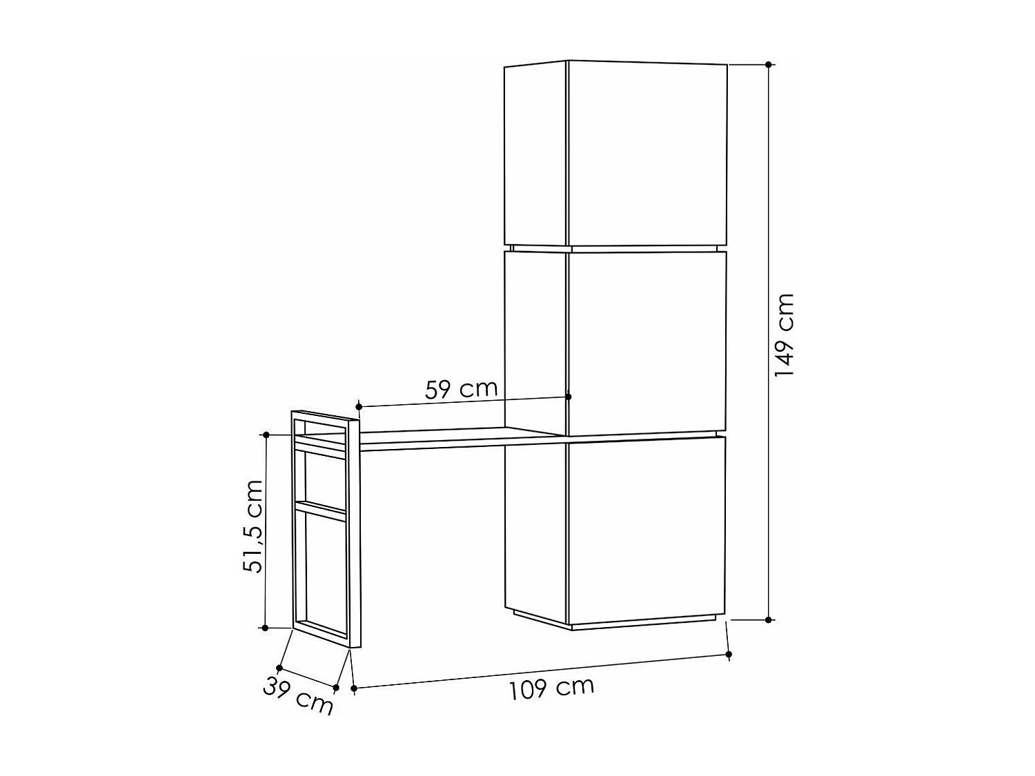 Meuble rangement chaussures 3 portes avec banc et porte manteaux H149 cm - Mello