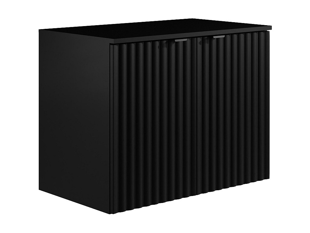 Waschbeckenunterschrank hängend mit Aufsatzplatte - Streifenoptik - Schwarz - 80 cm - ZILGA