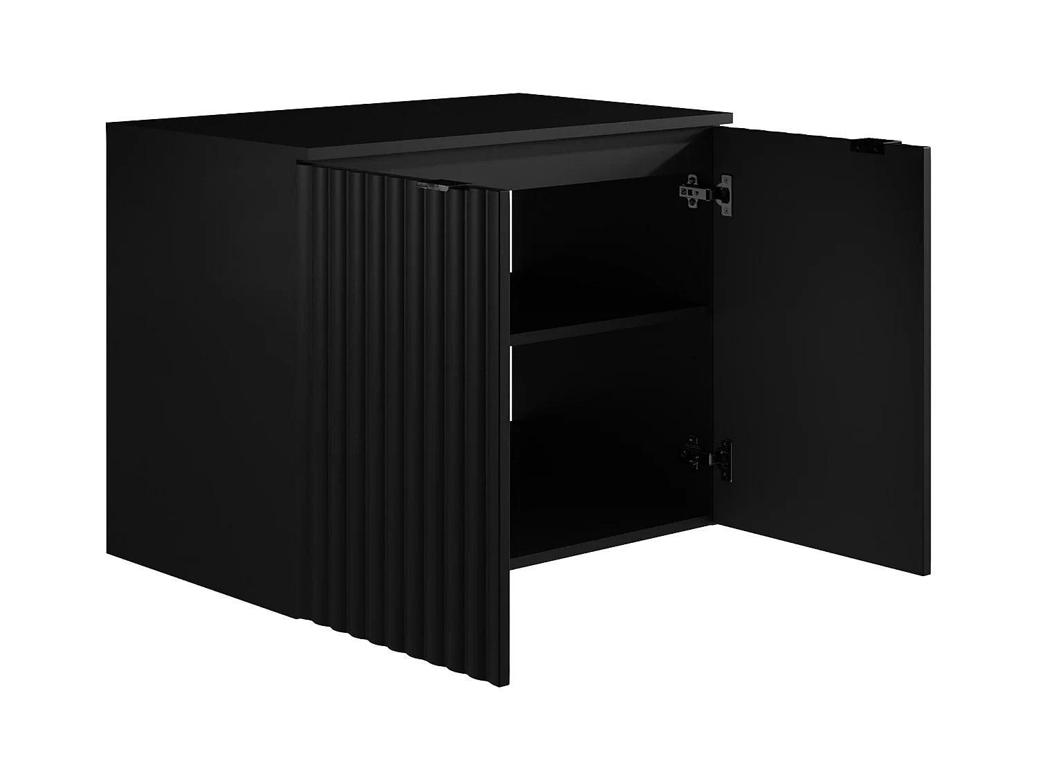 Mueble flotante con lavabo rayado y tablero - Negro - Ancho 80 cm - ZILGA