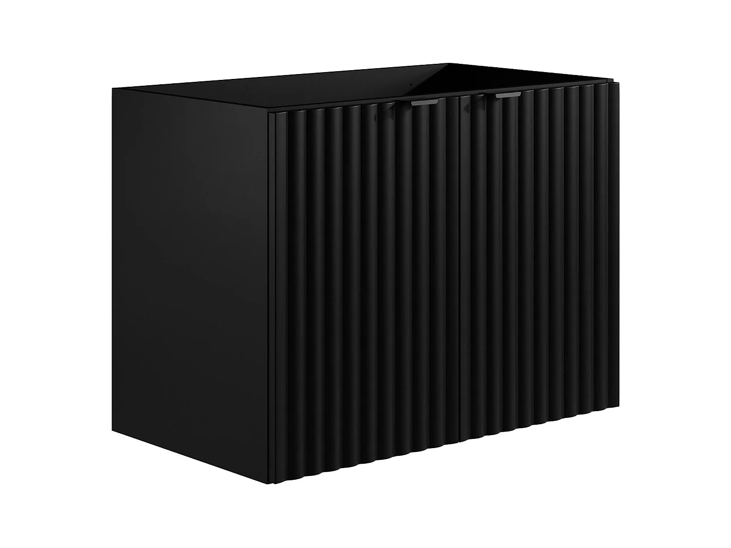 Meuble de salle de bain suspendu strié avec vasque à encastrer - Noir - L80 cm - ZILGA