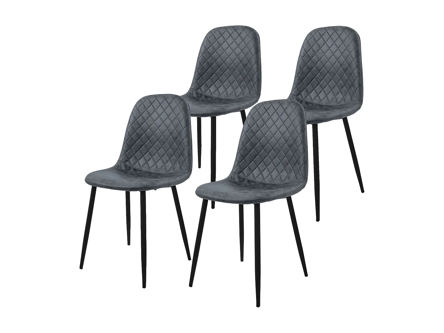 Set 4x sillas de comedor de piel sintética antracita asiento ergonómico moderno