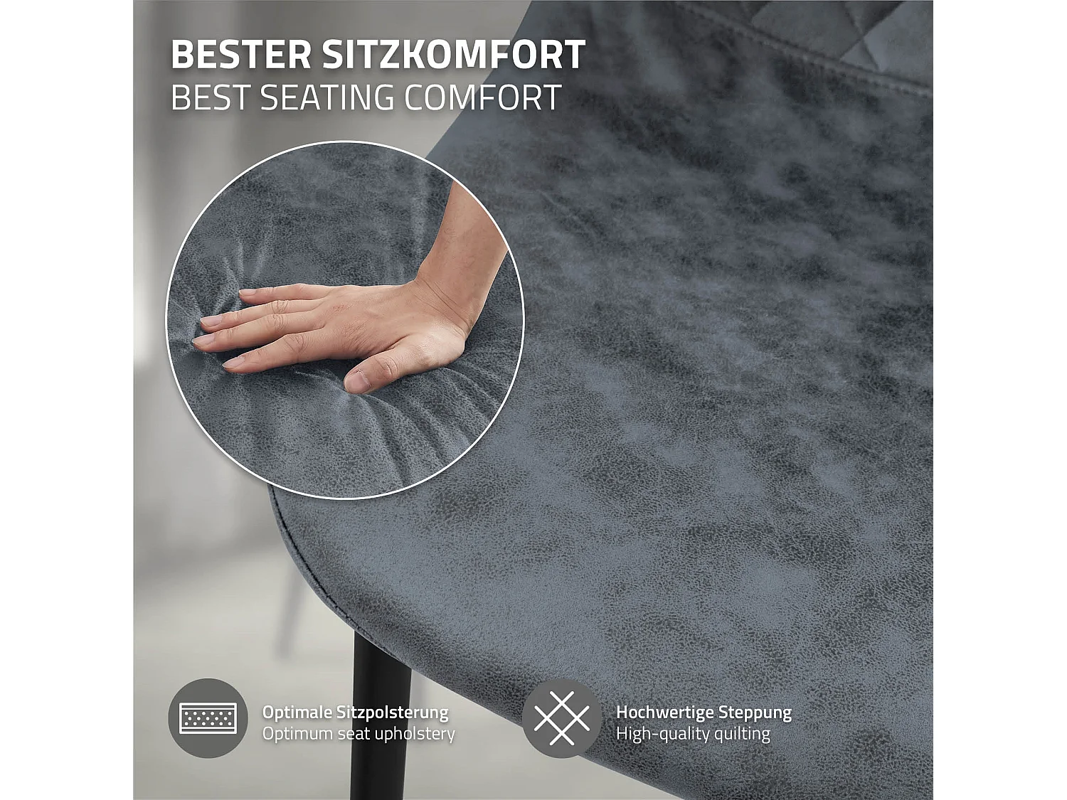 ML-Design Set di 4 sedie per sala da pranzo antracite con rivestimento in ecopelle poltroncine da cucina schienale seduta ergonomica sedia da salotto