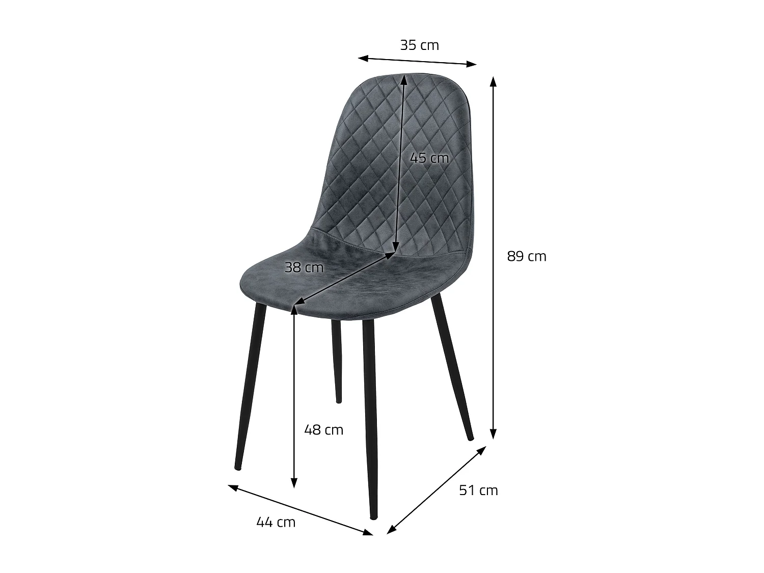 ML-Design Set di 4 sedie per sala da pranzo antracite con rivestimento in ecopelle poltroncine da cucina schienale seduta ergonomica sedia da salotto