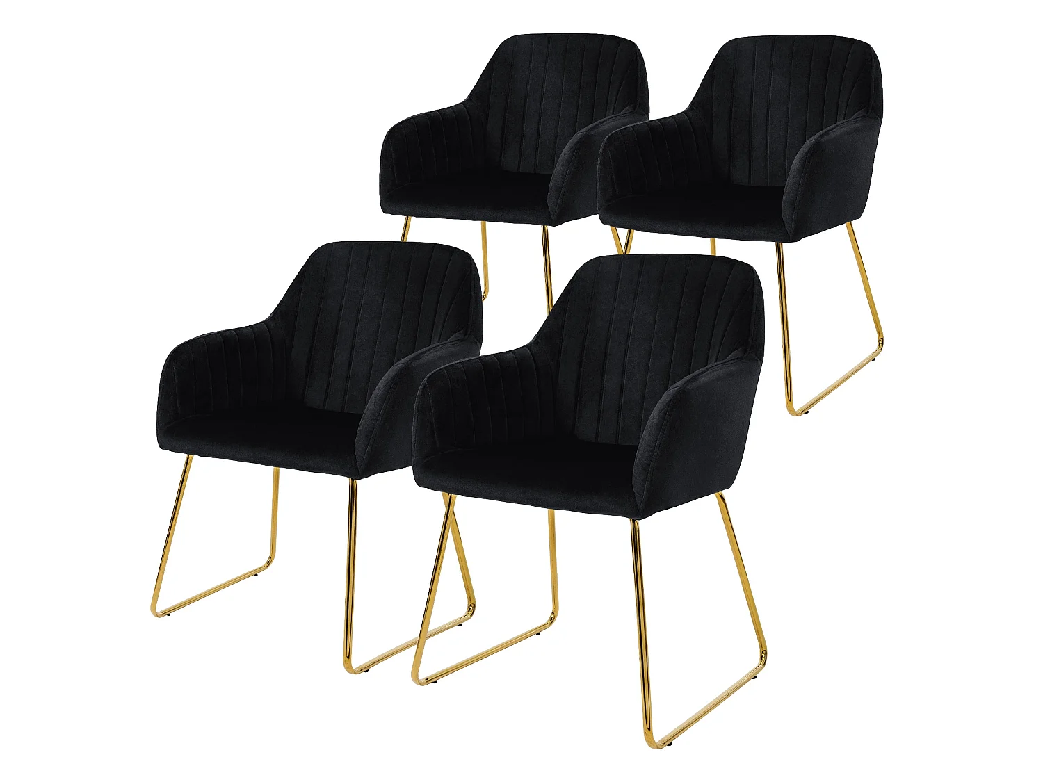 Set di 4 sedie per sala da pranzo soggiorno in velluto nero poltrona ergonomica