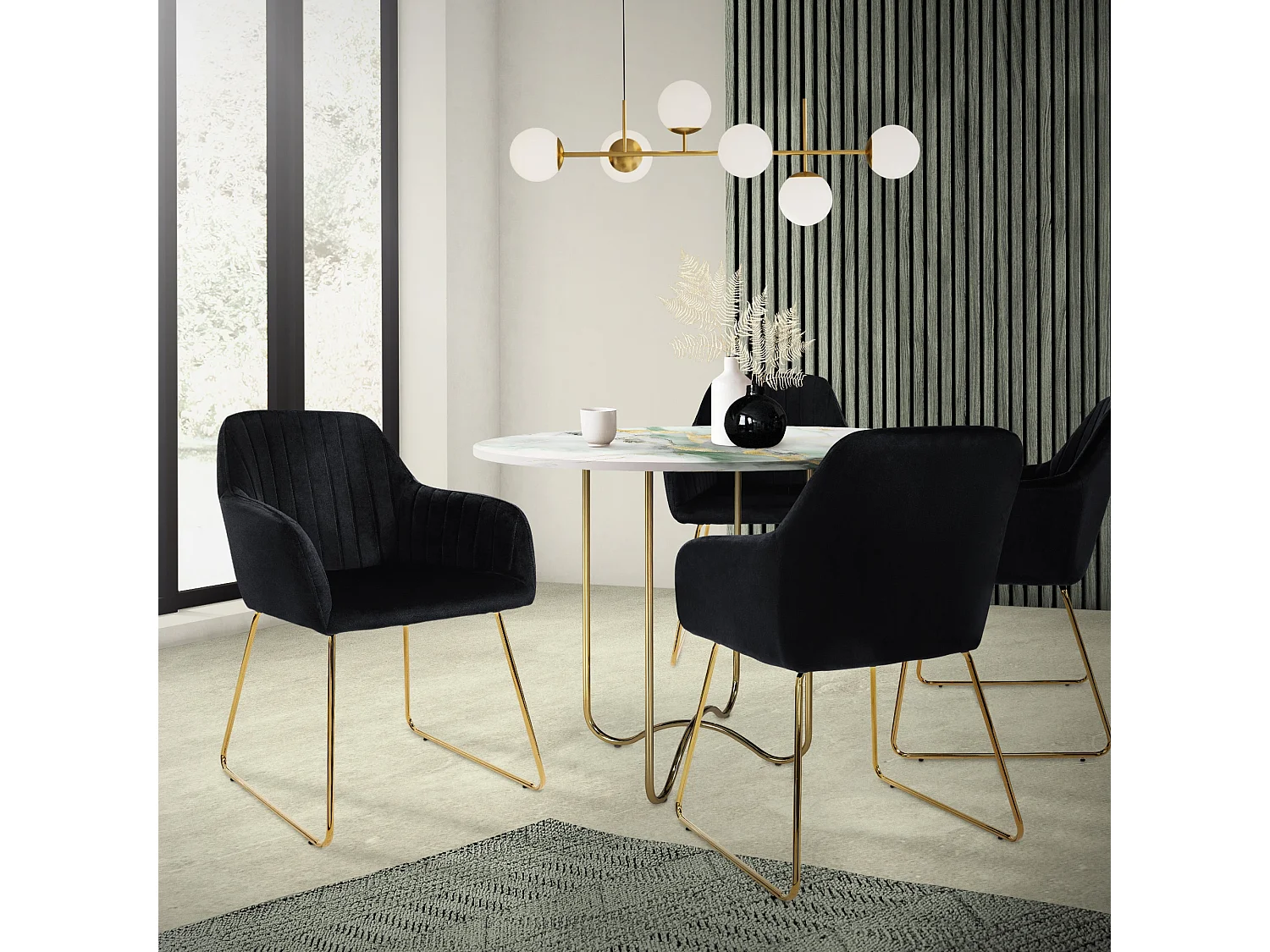 Set di 4 sedie per sala da pranzo soggiorno in velluto nero poltrona ergonomica