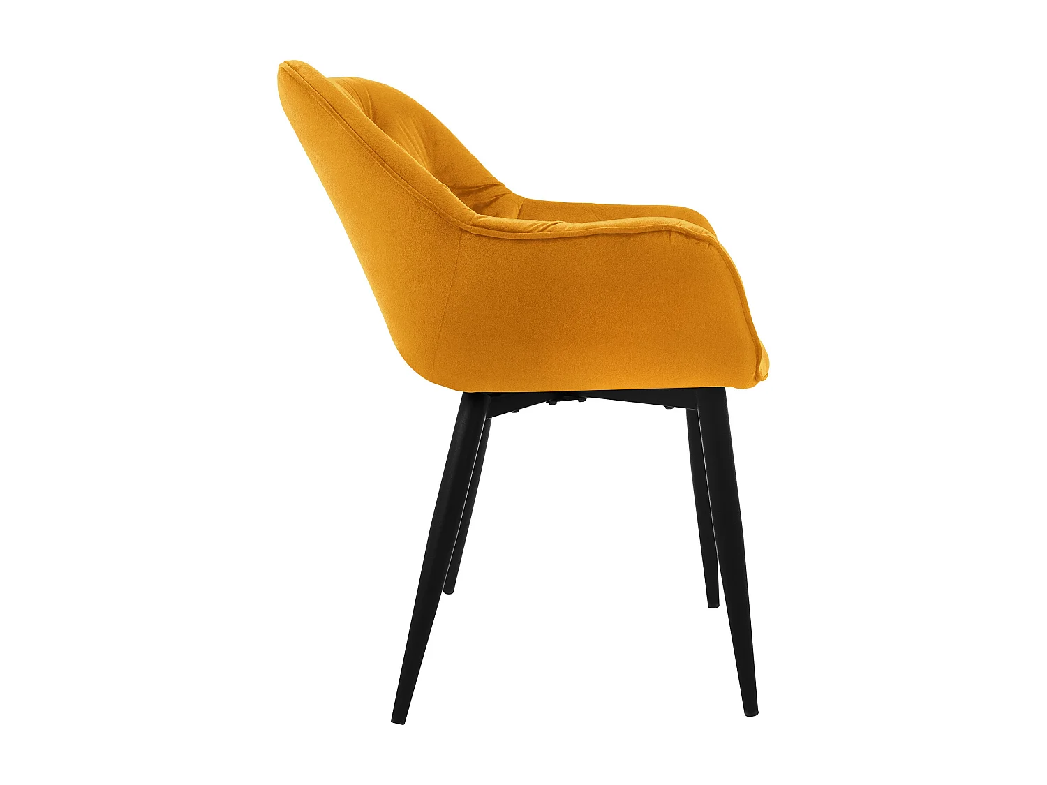 Lot de 4 chaise salle à manger assise jaune moutarde en velours pieds métal noir